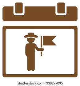 National Holiday Date vector icon. Style is flat symbol, brown color, rounded angles, white background.