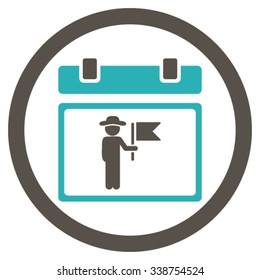 National Holiday Date vector icon. Style is bicolor flat rounded symbol, grey and cyan colors, rounded angles, white background.