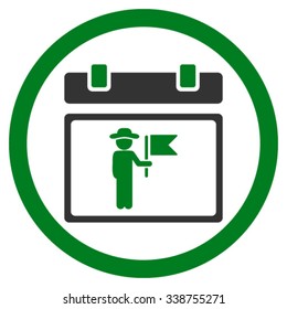 National Holiday Date vector icon. Style is bicolor flat rounded symbol, green and gray colors, rounded angles, white background.