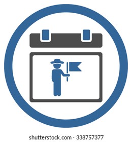 National Holiday Date vector icon. Style is bicolor flat rounded symbol, cobalt and gray colors, rounded angles, white background.