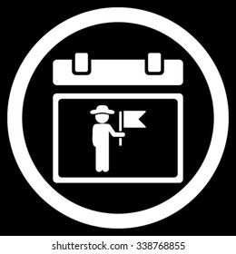 National Holiday Date vector icon. Style is flat rounded symbol, white color, rounded angles, black background.