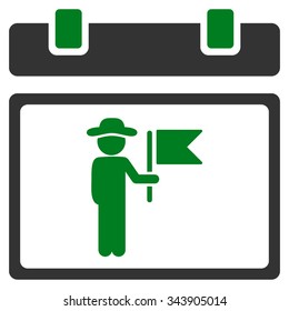 National Holiday Date vector icon. Style is bicolor flat symbol, green and gray colors, rounded angles, white background.