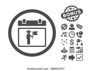 National Holiday Day pictograph with bonus pictures. Vector illustration style is flat iconic symbols, gray color, white background.