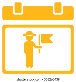 National Holiday Day vector icon. Style is flat symbol, yellow color, rounded angles, white background.
