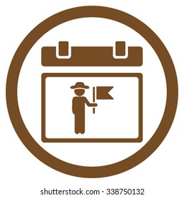 National Holiday Day vector icon. Style is flat rounded symbol, brown color, rounded angles, white background.