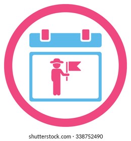 National Holiday Day vector icon. Style is bicolor flat rounded symbol, pink and blue colors, rounded angles, white background.