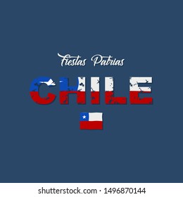 National Holiday Fiestas Patrias (Dieciocho), Independence Day of Chile, vector design elements set. Chilean flags
