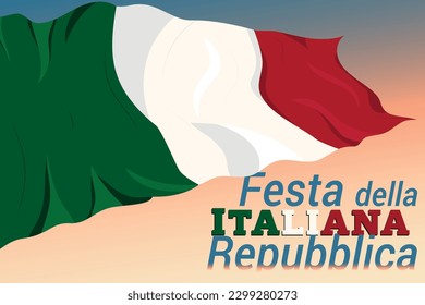 National holiday in Italy Republic Day 2 June banner - green, white, red, italian flag 