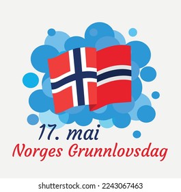 Ilustración del cartel del Día de la Constitución de Noruega (inscripciones en noruego)