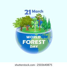 National Holidays. 21 March World Forest day poster. Vector illustration