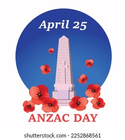 National Holidays. Anzac Day (national day of remembrance in Australia and New Zealand). Vector illustration