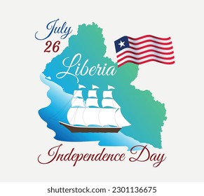 National Holidays. July 26 Liberia Independence day poster. Vector art illustration