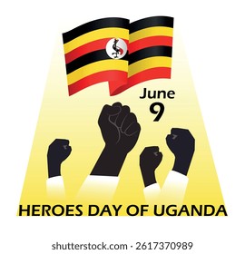 National Holidays. June 9 Heroes Day of Uganda banner. Vector art illustration
