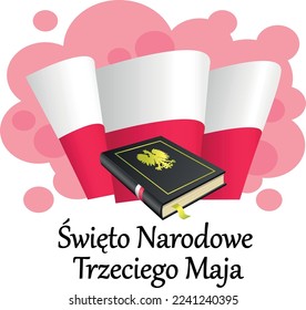 National Holidays. May 3 Poland National Day (inscription in Polish). Constitution day. Vector illustration