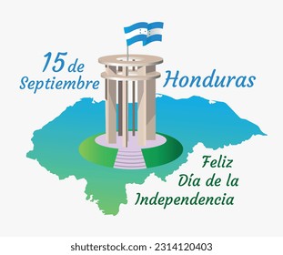 National holidays.15 of September Honduras Happy Independence Day (inscription in spanish). Vector illustration