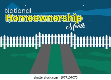 National Homeownership Month, Holiday concept. Template for background, banner, card, poster, t-shirt with text inscription, vector eps 10