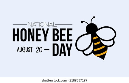 National honey bee day calligraphic banner design on white background. Script lettering banner, poster, card concept idea. Shiny awareness vector template.