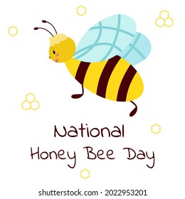 National Honey Bee Day. Vector clipart, banner, poster. Cartoon illustration isolated on a white background.
