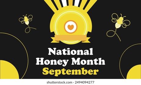 National Honey Month vector banner design. Happy National Honey Month modern minimal graphic poster illustration.