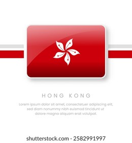 National Hong kong Flag.Vector Hong kong Button Flag. Realistic National Flag Design and Vector Template.