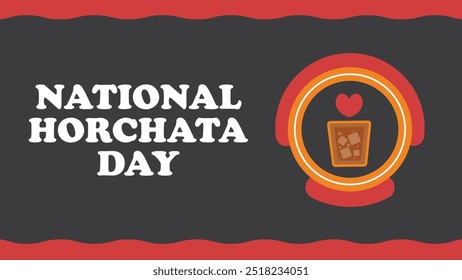 National Horchata Day vector banner design with geometric shapes and vibrant colors on a horizontal background.