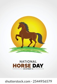 National Horse Day 13 December vector poster