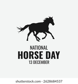 Dia Nacional do Cavalo. 13 de dezembro. Ilustração de vetor.