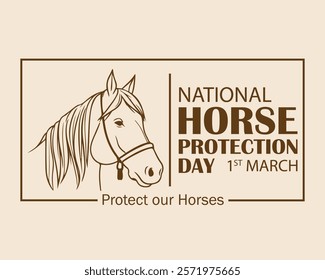 National Horse Protection Day. March 1. Vector illustration. Holiday poster, banner, card, postcard, poster, background design.