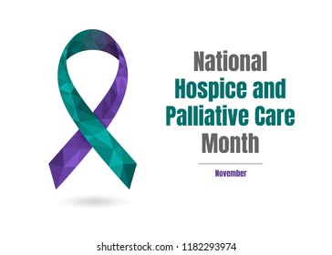 National Hospice and Palliative Care Month (November) concept with jade and purple awareness ribbon isolated on white background.