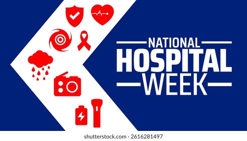 National Hospital Week background banner or poster design template. observed every year in May. Holiday concept. Use to any Template, card, poster, placard, template.