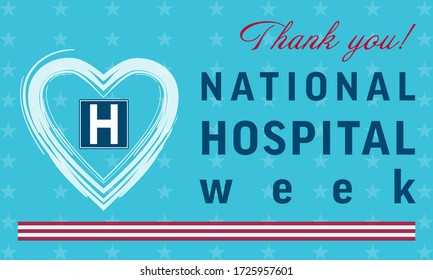 National Hospital Week background, text Thank You! Poster, template, card, banner, background