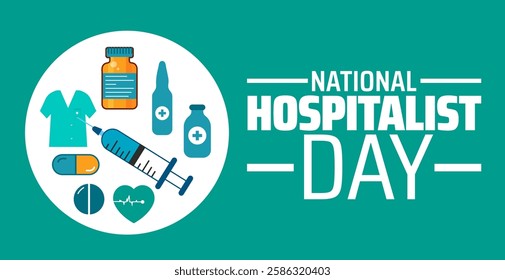 National Hospitalist Day background banner or poster design template. observed every year in March. Holiday concept. Use to any Template, card, poster, placard, template.