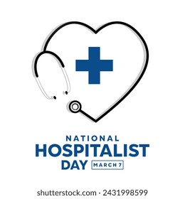 National Hospitalist Day. Heart shaped stestoscope and icon plus . Suitable for Cards, banners, posters, social media and more. 