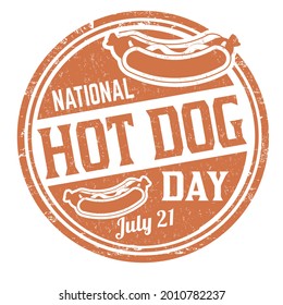 National hot dog day grunge rubber stamp on white background, vector illustration