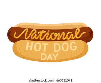 National hot dog day. Hot dog isolated on white