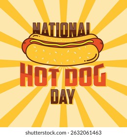 National Hot Dog Day letter retro style design template background vector illustration