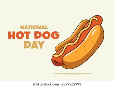 National Hot Dog Day lettering with hot dog. Poster concept