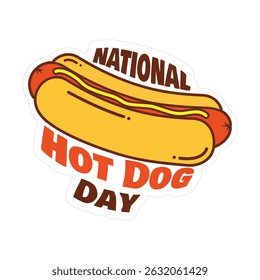 National Hot Dog Day lettering design sticker style vector illustration