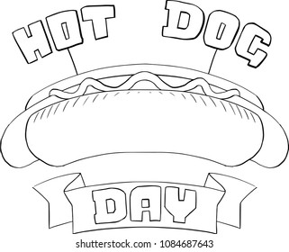 National hot dog day. A logo is an emblem. Vector isolated.