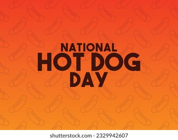 National Hot Dog Day. The third Wednesday in July. Seamless pattern hot dog line icon. Gradient background. Eps 10.