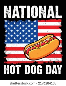 National Hot Dog Day USA flag t-shirt design