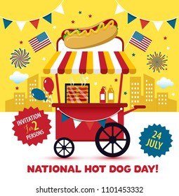 National Hot Dog Day. Hot Dog Vector.
