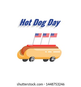 National hot dog day vector flat banner
