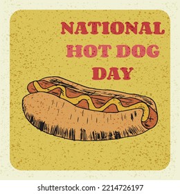 National Hot Dog Day vector poster in vintage style