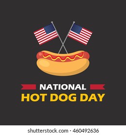 National Hot Dog day vector illustration in flat style