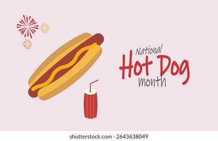 National Hot Dog Month background illustration. Holiday concept. Utilize  for  background, banner, placard, card, and poster design template with  professional  illustraion design 