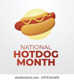 National Hot Dog Month Design-Vorlage gut für Feierlichkeiten. hot dog, Vektorbild. flaches Design. Vektor eps10. 