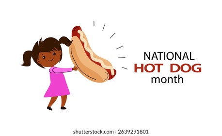 National Hot Dog Monthgreeting card.  poster modern flat vector illustration
