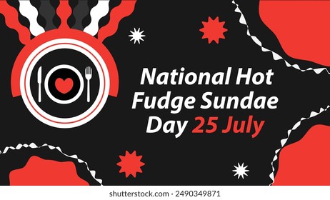 National Hot Fudge Sundae Day vector banner design. Happy National Hot Fudge Sundae Day modern minimal graphic poster illustration.