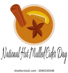 National Hot Mulled Cider Day, idea for a banner, poster or menu design, hot flavored drink vector illustration